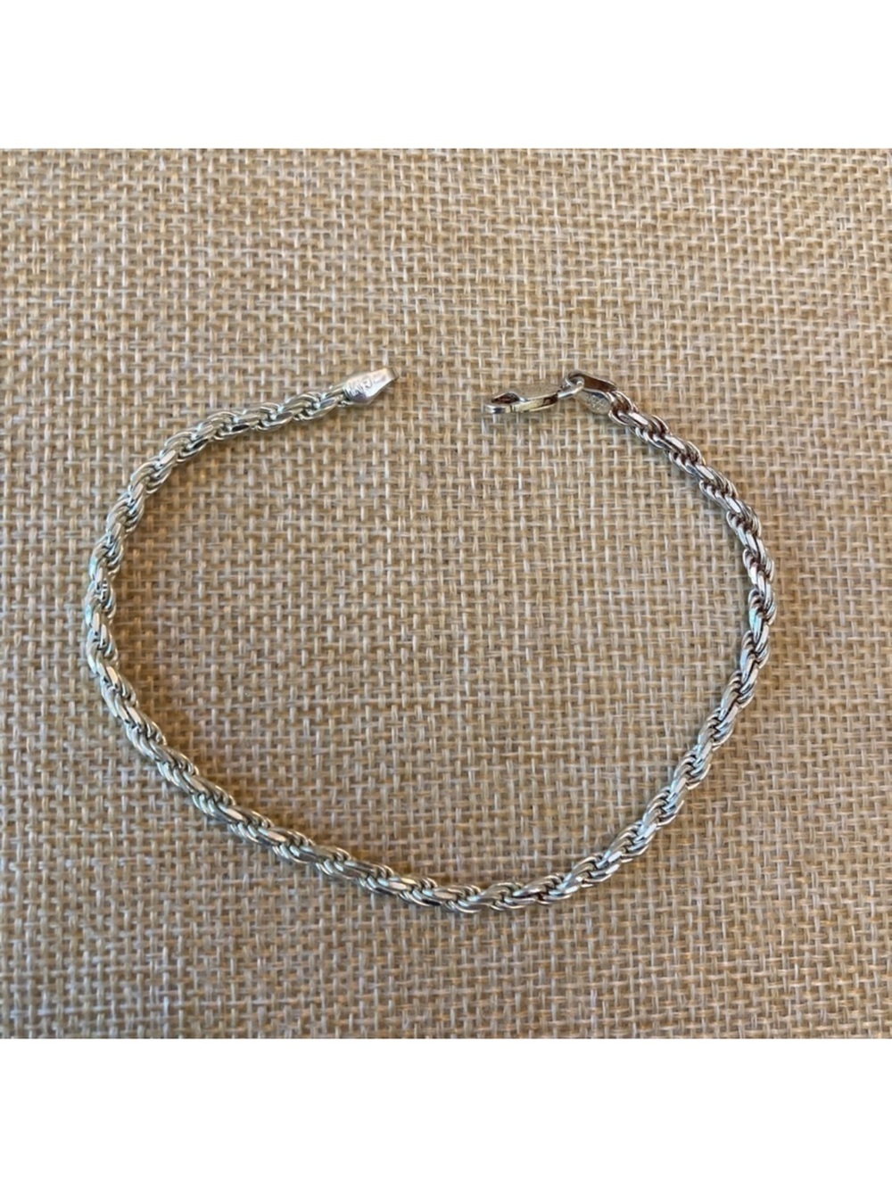 Sterling Silver Rope Chain Bracelet - Silver